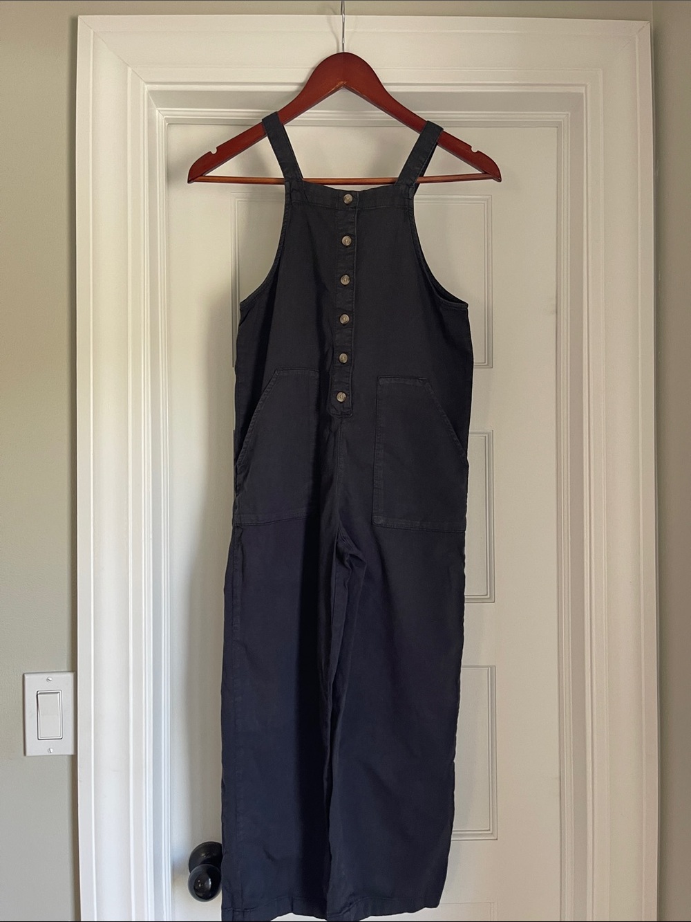 Billabong Black Girls Button-Front Utility Jumpsuit